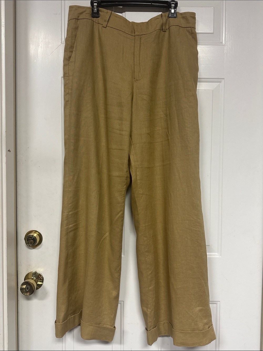 Lauren Ralph Lauren -Wide-Leg Linen Pants in Tan